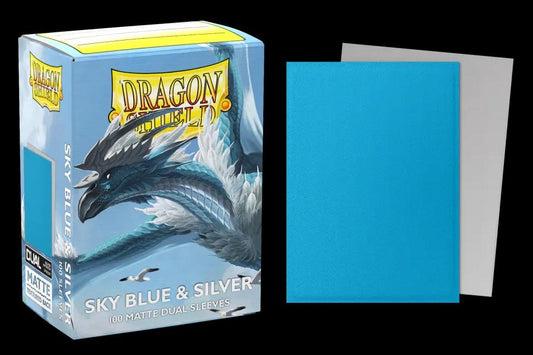 Dragon Shield - 100 protège-cartes standard Dual Mat - Sky Blue & Silver