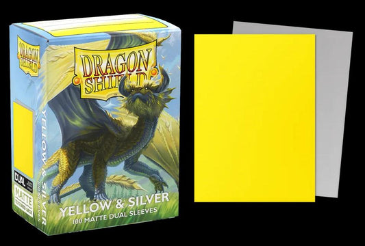 Dragon Shield - 100 protège-cartes standard Dual Mat - Yellow & Silver